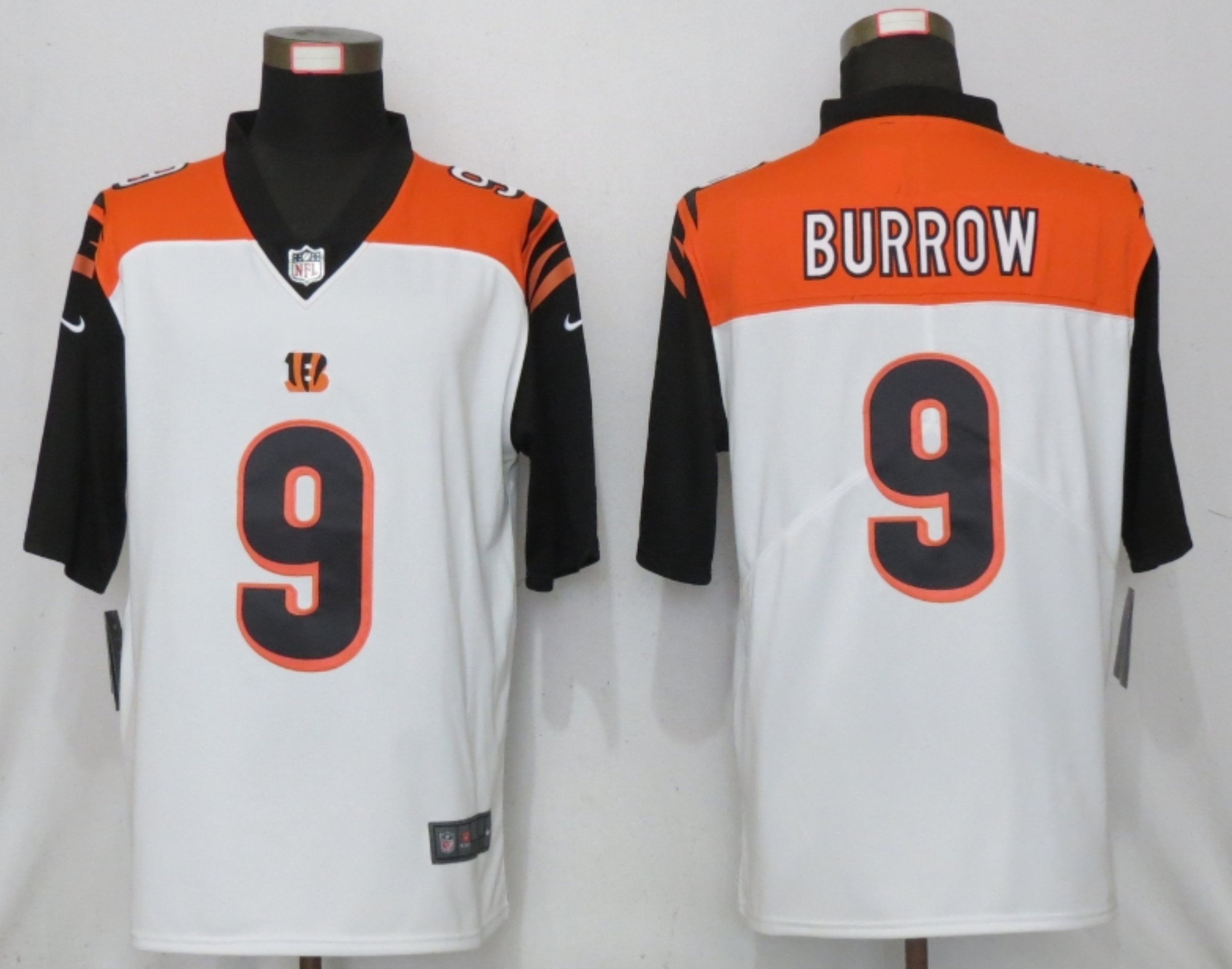 Men New Nike Cincinnati Bengals #9 Burrow Nike White NFL 100 Vapor Limited Jersey